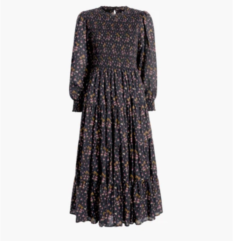 Hill House Black Floral Long Sleeve Dress